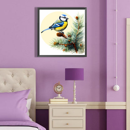 Blue Bird On Pine Tree - Full Round Drill Diamond Painting 40*40CM