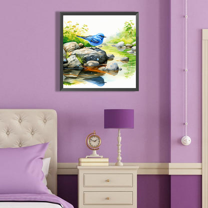 Blue Bird By The Stream - Full Round Drill Diamond Painting 40*40CM