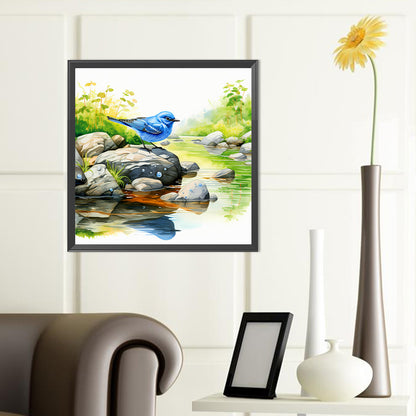 Blue Bird By The Stream - Full Round Drill Diamond Painting 40*40CM