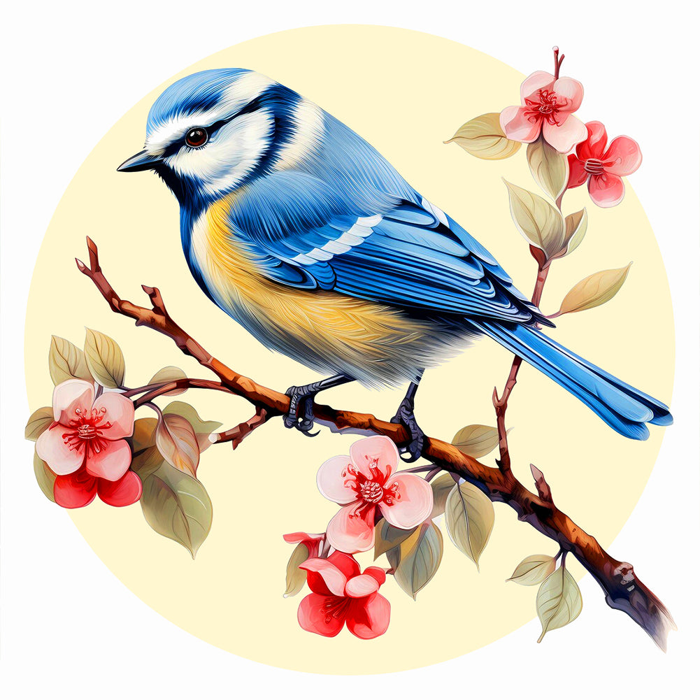 Blue Bird On Flower Branch - Full Round Drill Diamond Painting 40*40CM