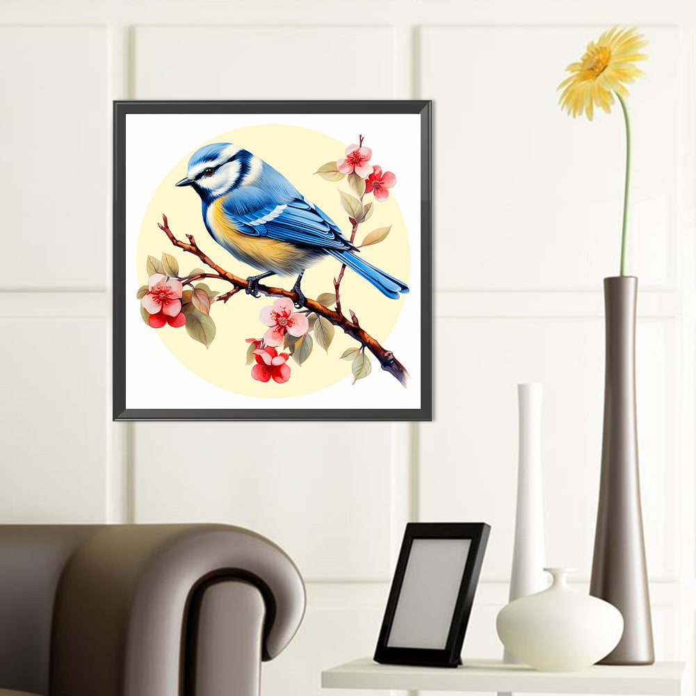 Blue Bird On Flower Branch - Full Round Drill Diamond Painting 40*40CM