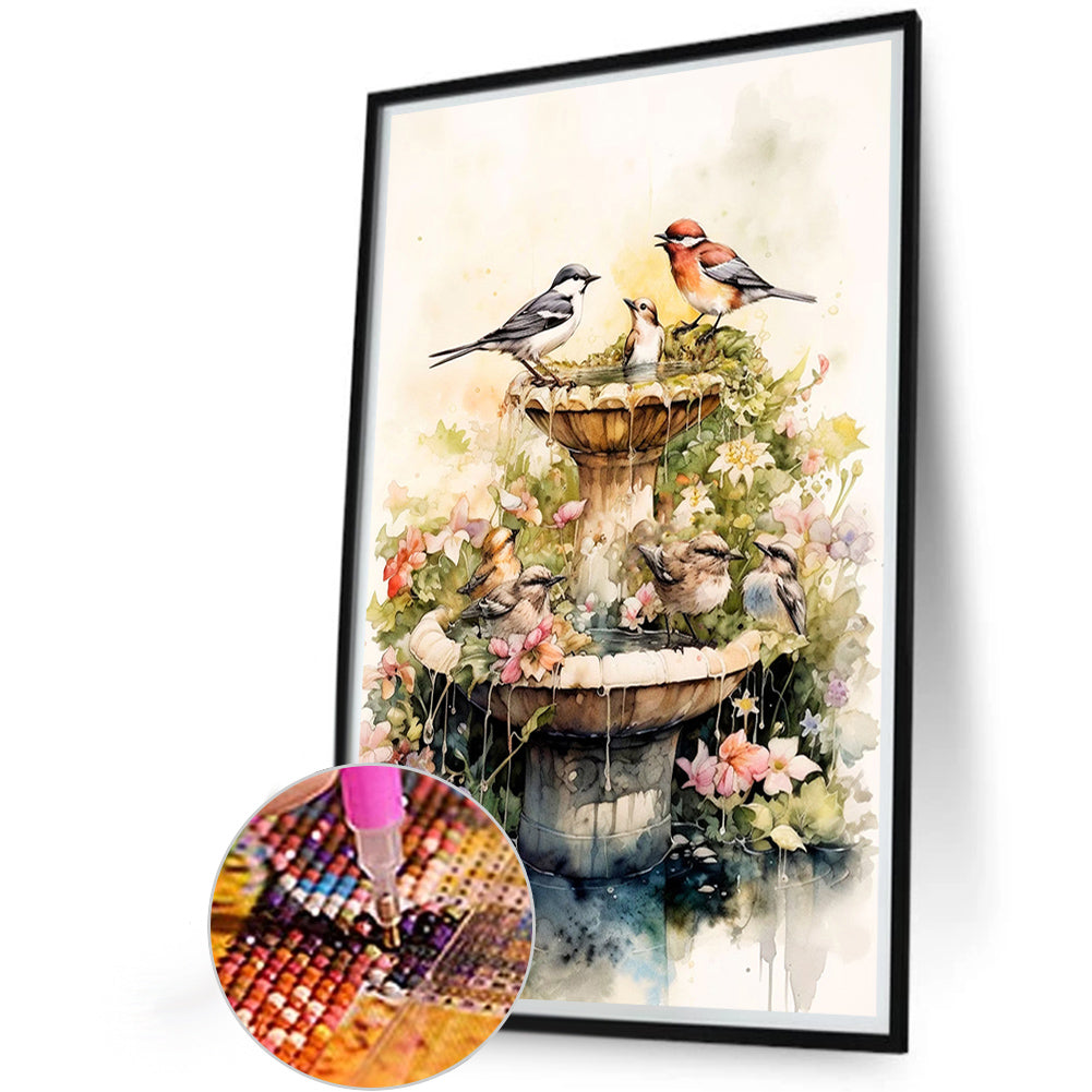 Birds Playing In The Spring - Full Round Drill Diamond Painting 40*60CM