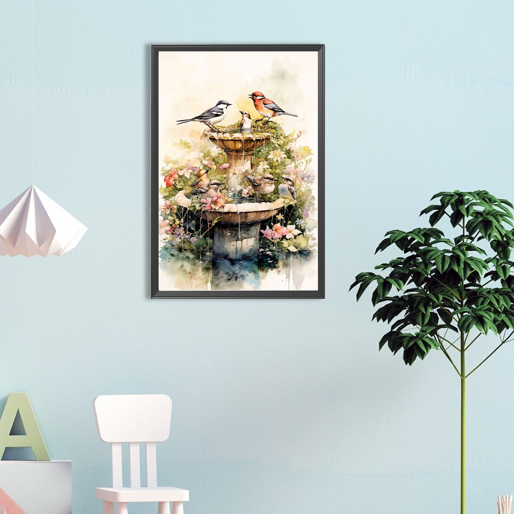 Birds Playing In The Spring - Full Round Drill Diamond Painting 40*60CM