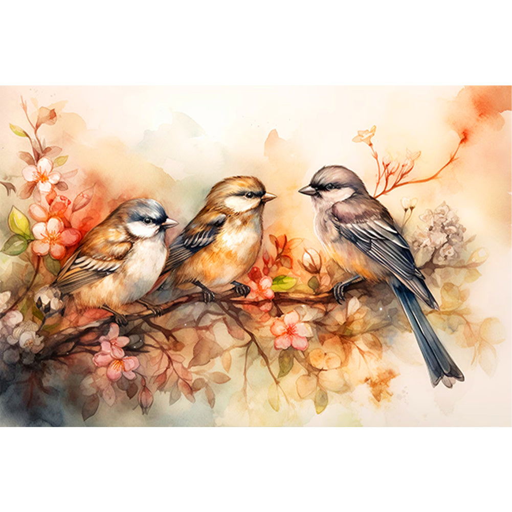 Birds Chatting On Beautiful Branches - Full Round Drill Diamond Painting 40*60CM