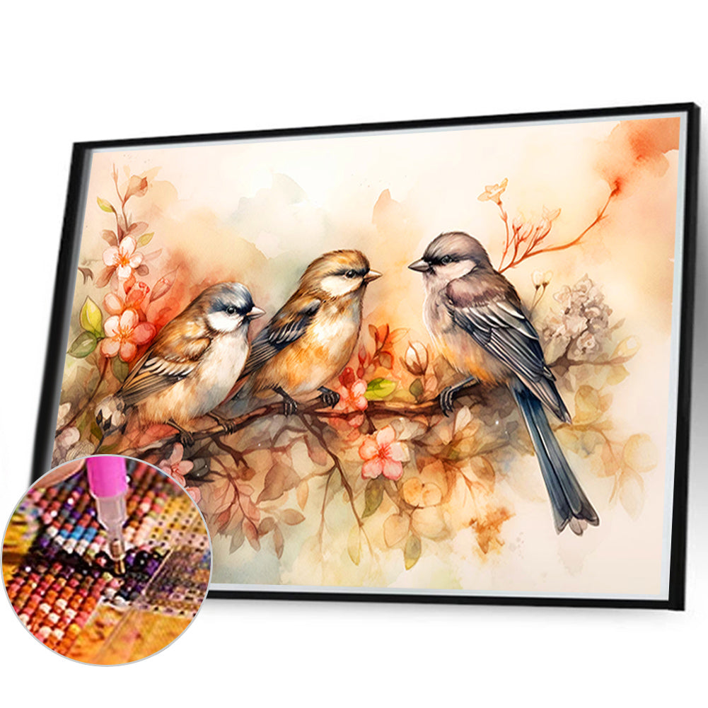 Birds Chatting On Beautiful Branches - Full Round Drill Diamond Painting 40*60CM