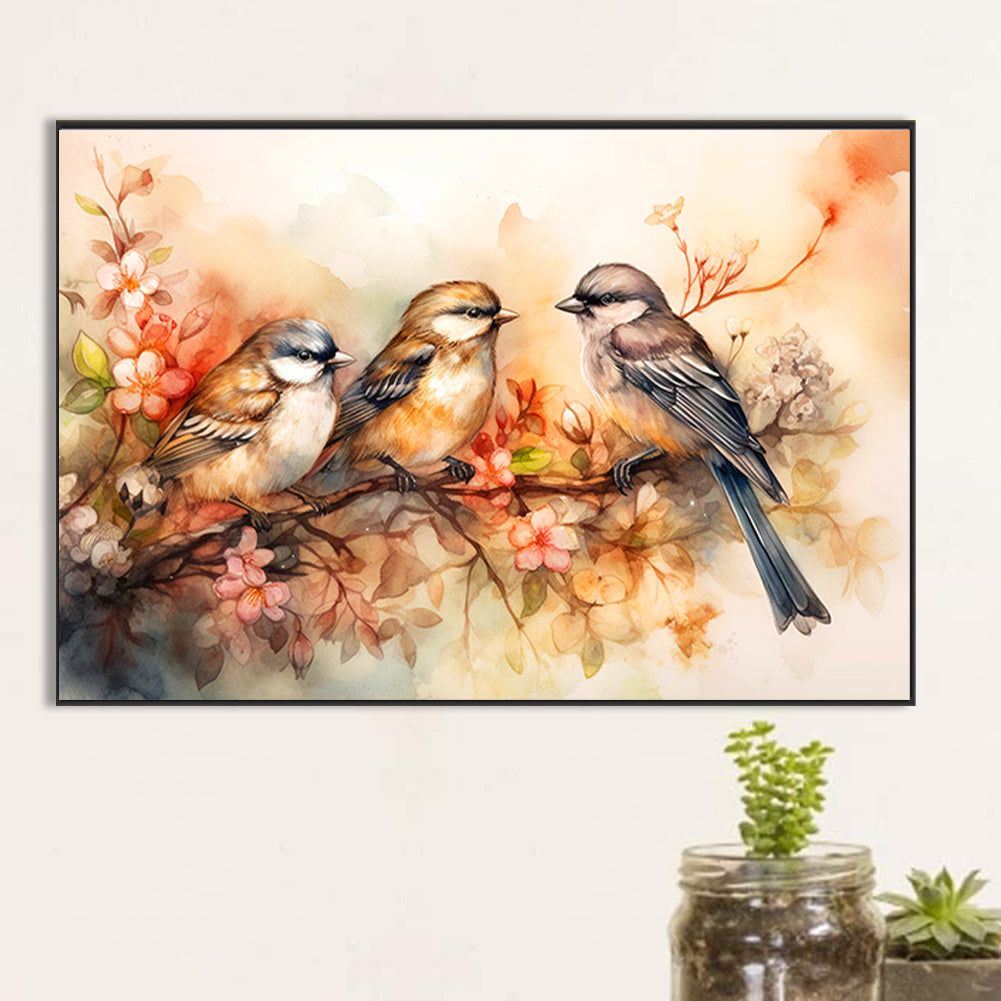 Birds Chatting On Beautiful Branches - Full Round Drill Diamond Painting 40*60CM