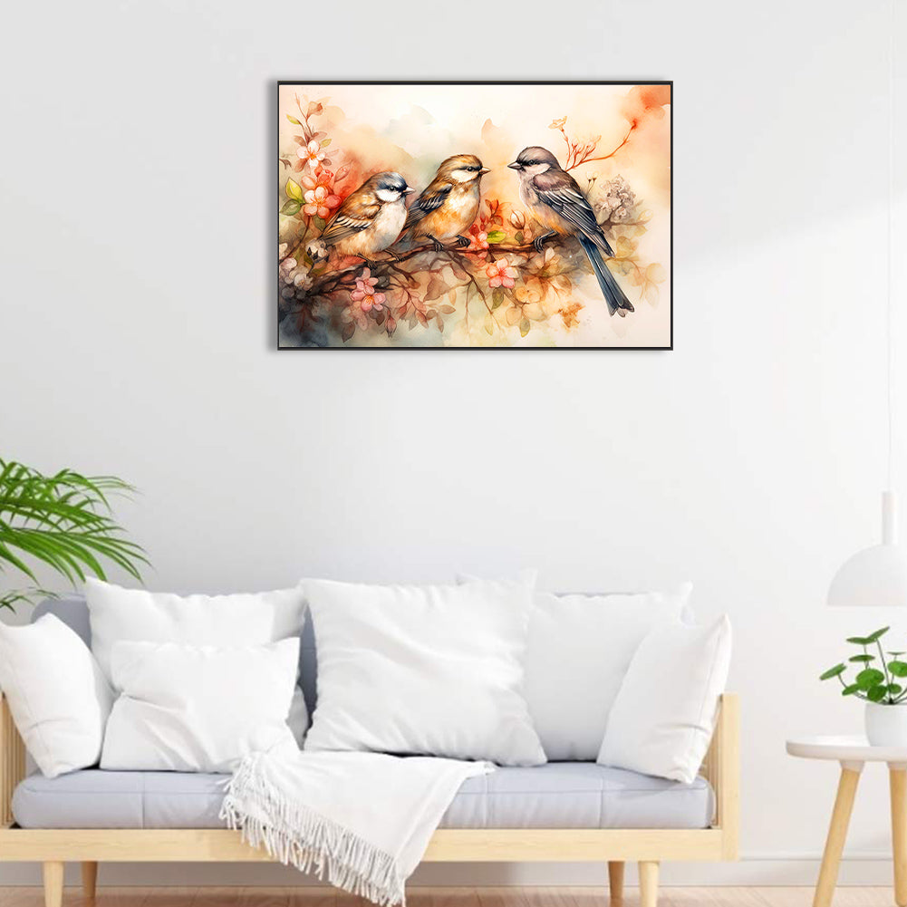 Birds Chatting On Beautiful Branches - Full Round Drill Diamond Painting 40*60CM