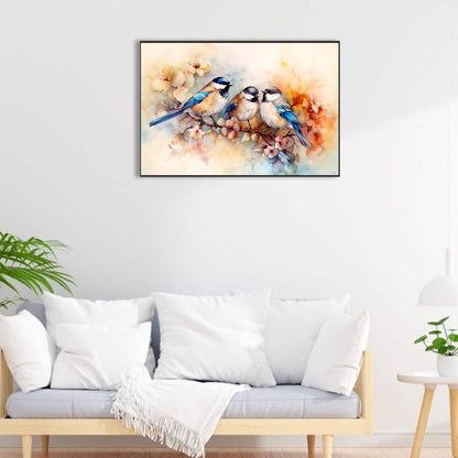 Birds Admiring Flowers On Beautiful Branches - Full Round Drill Diamond Painting 40*60CM