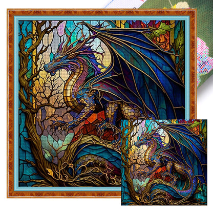 Glass Painting-Pterosaur - 11CT Stamped Cross Stitch 50*50CM