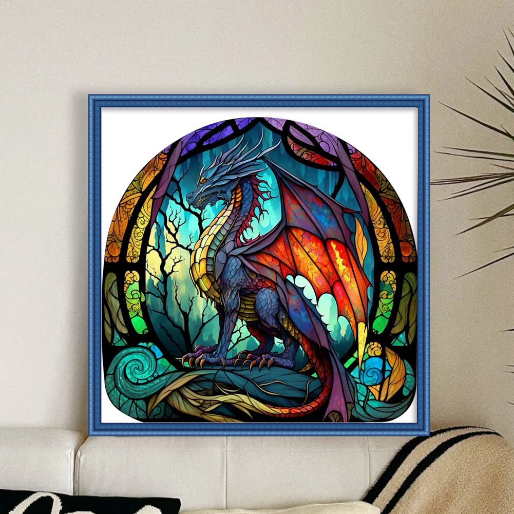 Glass Painting-Pterosaur - 11CT Stamped Cross Stitch 50*50CM