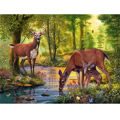 Forest Deer - Full Square Drill Diamond Painting 40*30CM