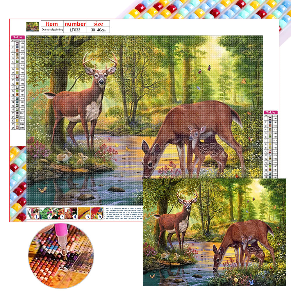 Forest Deer - Full Square Drill Diamond Painting 40*30CM