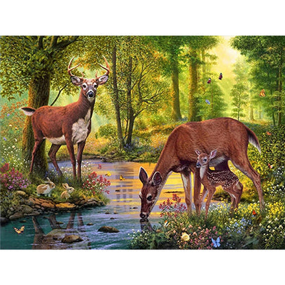 Forest Deer - Full Square Drill Diamond Painting 40*30CM