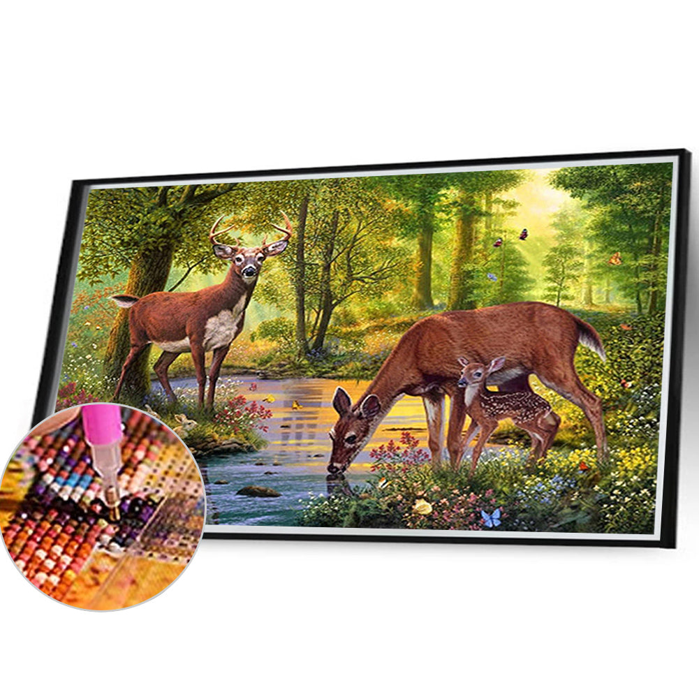 Forest Deer - Full Square Drill Diamond Painting 40*30CM