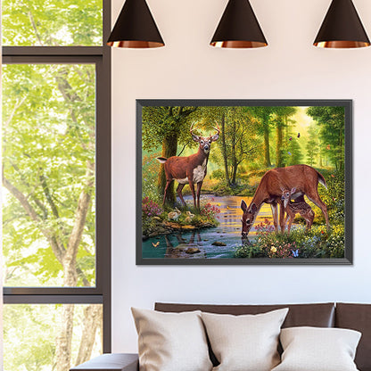 Forest Deer - Full Square Drill Diamond Painting 40*30CM