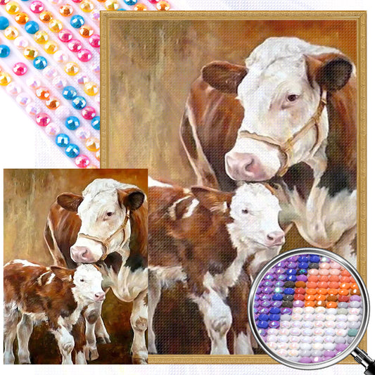 Two Cows - Full AB Dril Round Diamond Painting 45*60CM
