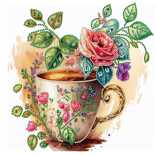 Rose Coffee - Special Shaped Drill Diamond Painting 30*30CM