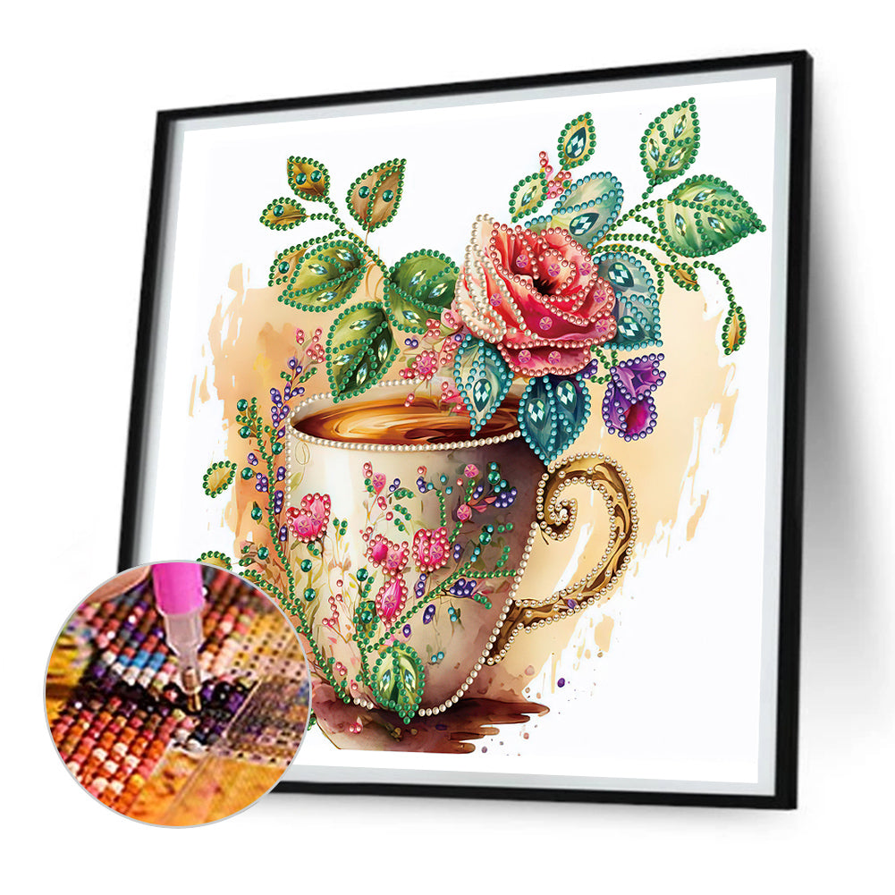 Rose Coffee - Special Shaped Drill Diamond Painting 30*30CM