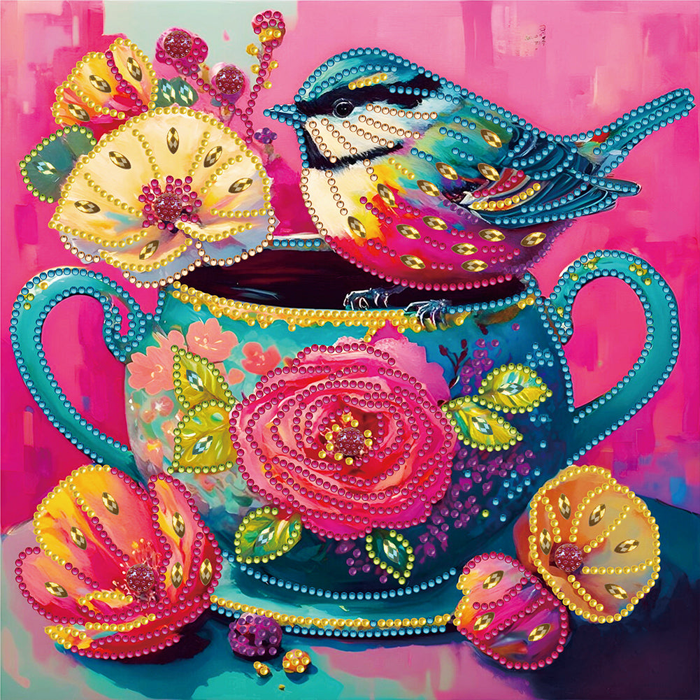 Pink Atmosphere Bird - Special Shaped Drill Diamond Painting 30*30CM