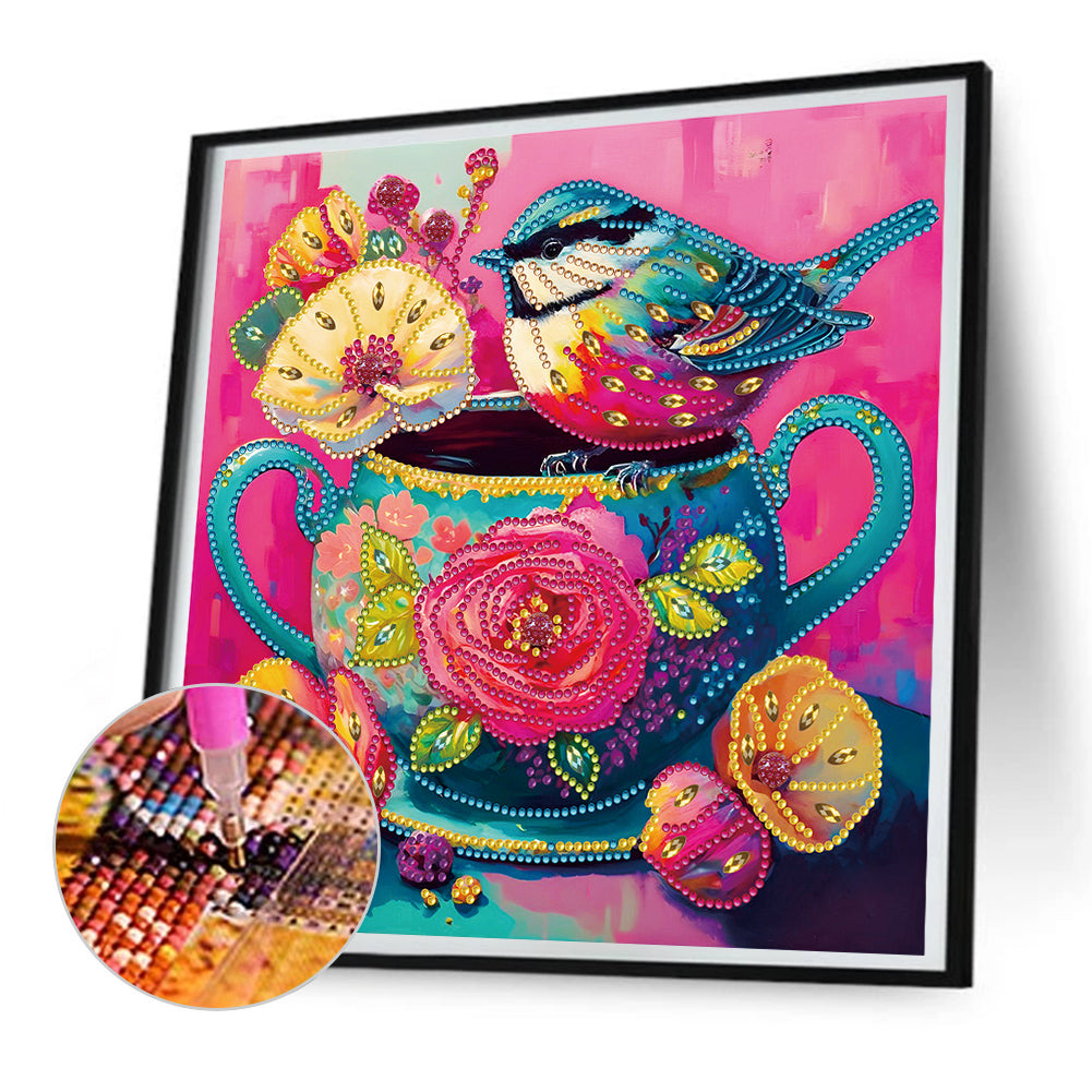 Pink Atmosphere Bird - Special Shaped Drill Diamond Painting 30*30CM