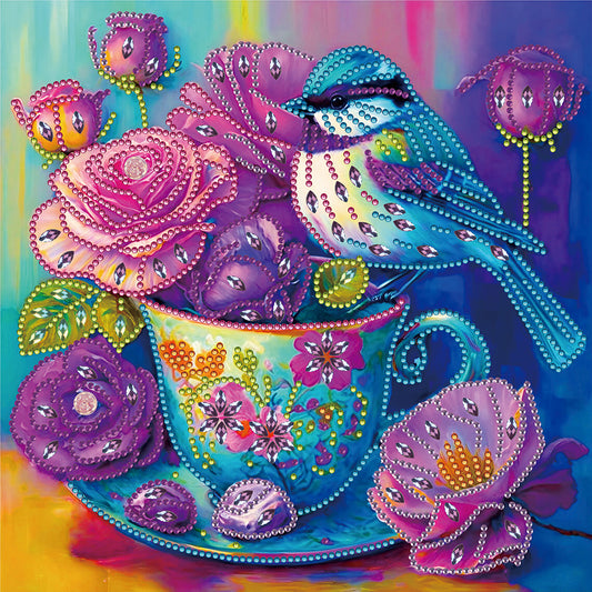 Blue And Purple Atmosphere Bird - Special Shaped Drill Diamond Painting 30*30CM