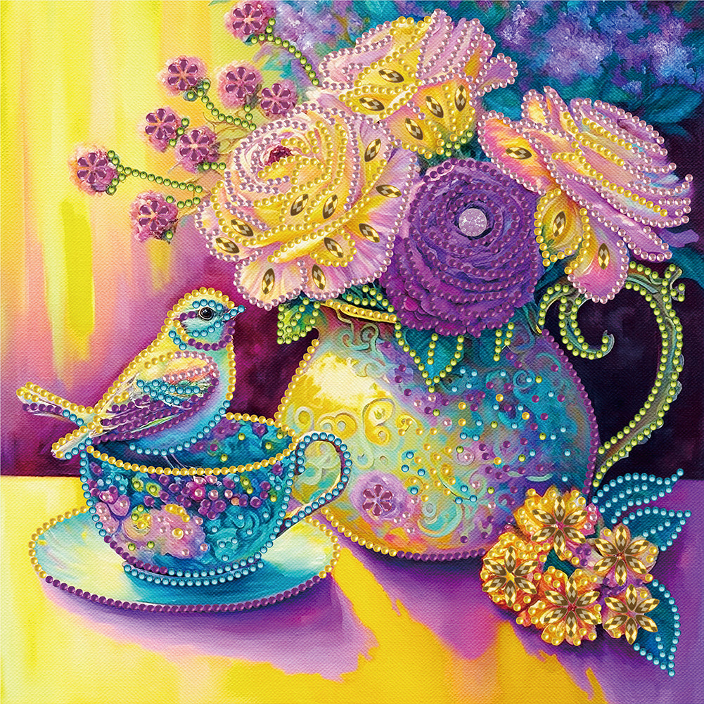 Purple And Yellow Atmosphere Bird - Special Shaped Drill Diamond Painting 30*30CM