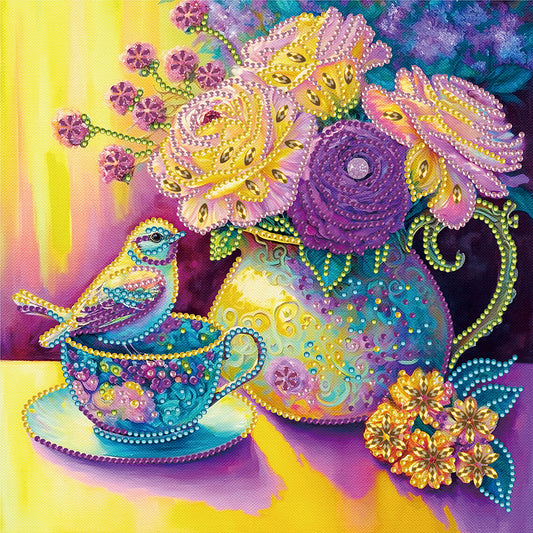 Purple And Yellow Atmosphere Bird - Special Shaped Drill Diamond Painting 30*30CM