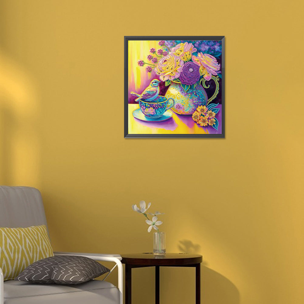 Purple And Yellow Atmosphere Bird - Special Shaped Drill Diamond Painting 30*30CM