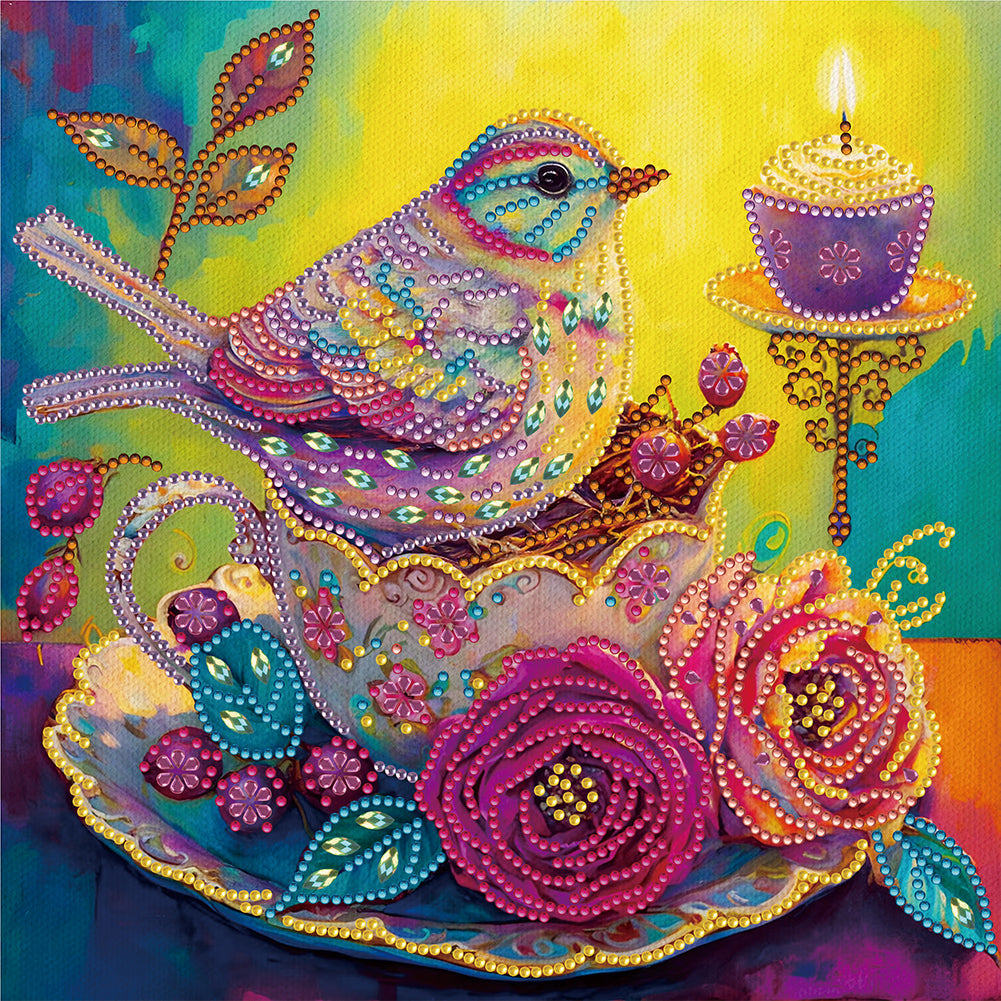 Yellow Atmosphere Bird - Special Shaped Drill Diamond Painting 30*30CM