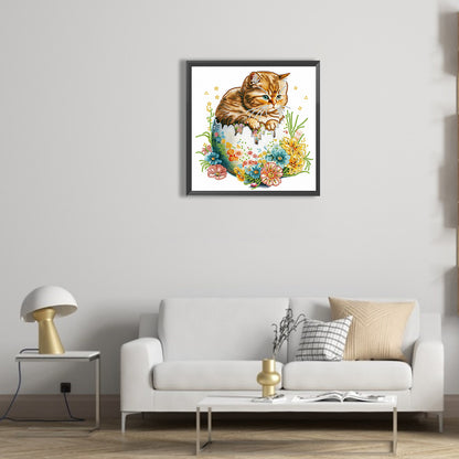 Easter Egg Kitten - Special Shaped Drill Diamond Painting 30*30CM