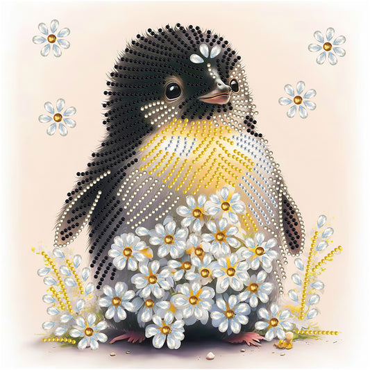 Flowers And Penguins - Special Shaped Drill Diamond Painting 30*30CM