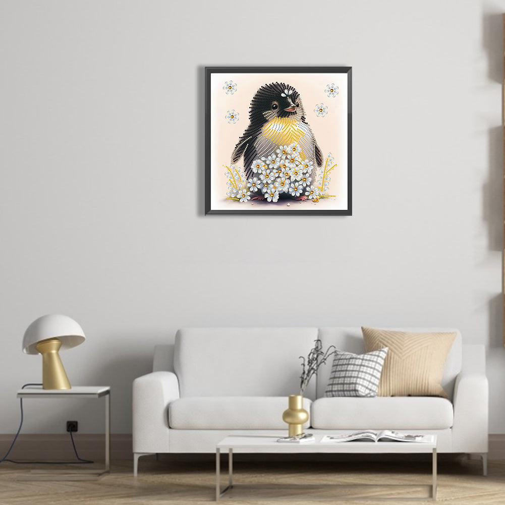 Flowers And Penguins - Special Shaped Drill Diamond Painting 30*30CM