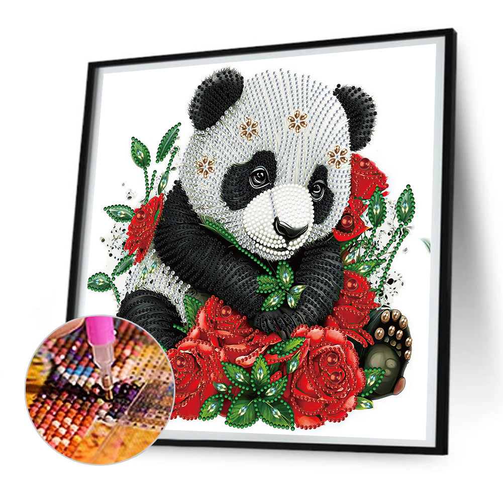 Rose Panda - Special Shaped Drill Diamond Painting 30*30CM