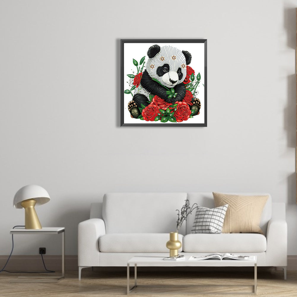 Rose Panda - Special Shaped Drill Diamond Painting 30*30CM