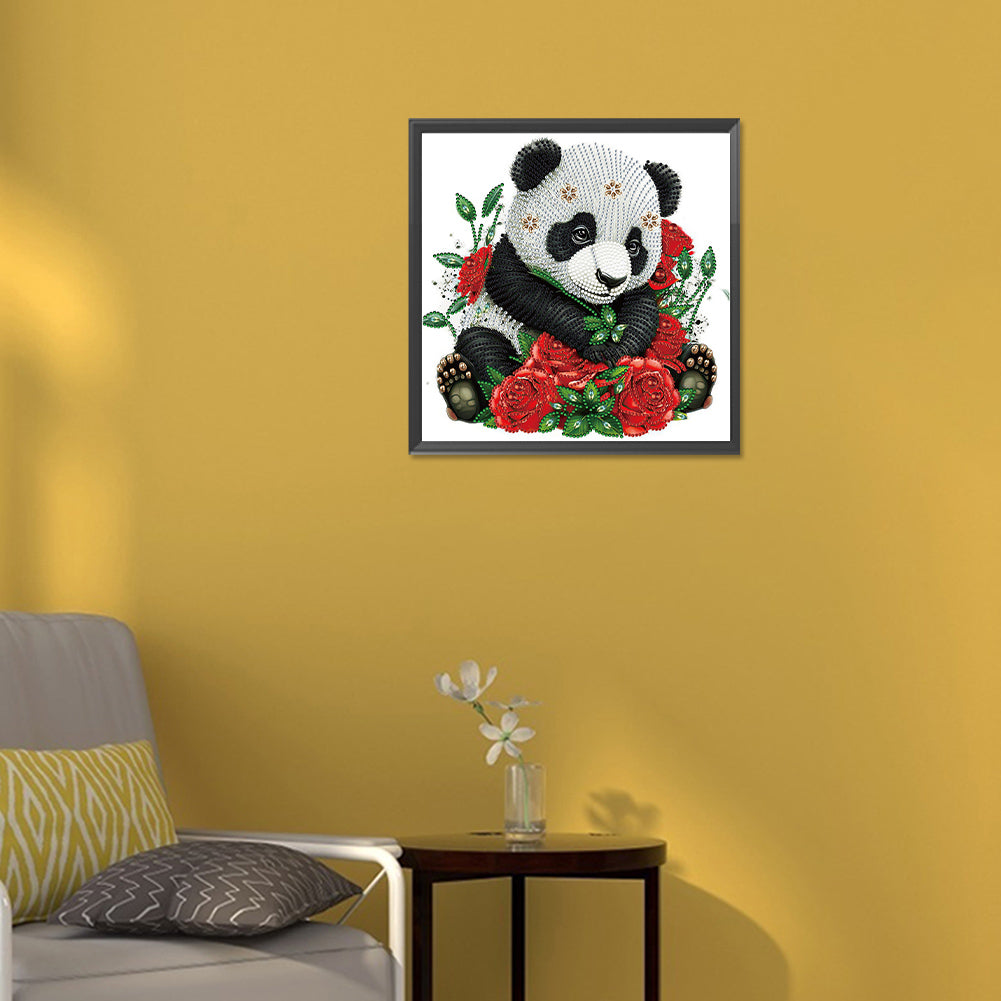 Rose Panda - Special Shaped Drill Diamond Painting 30*30CM