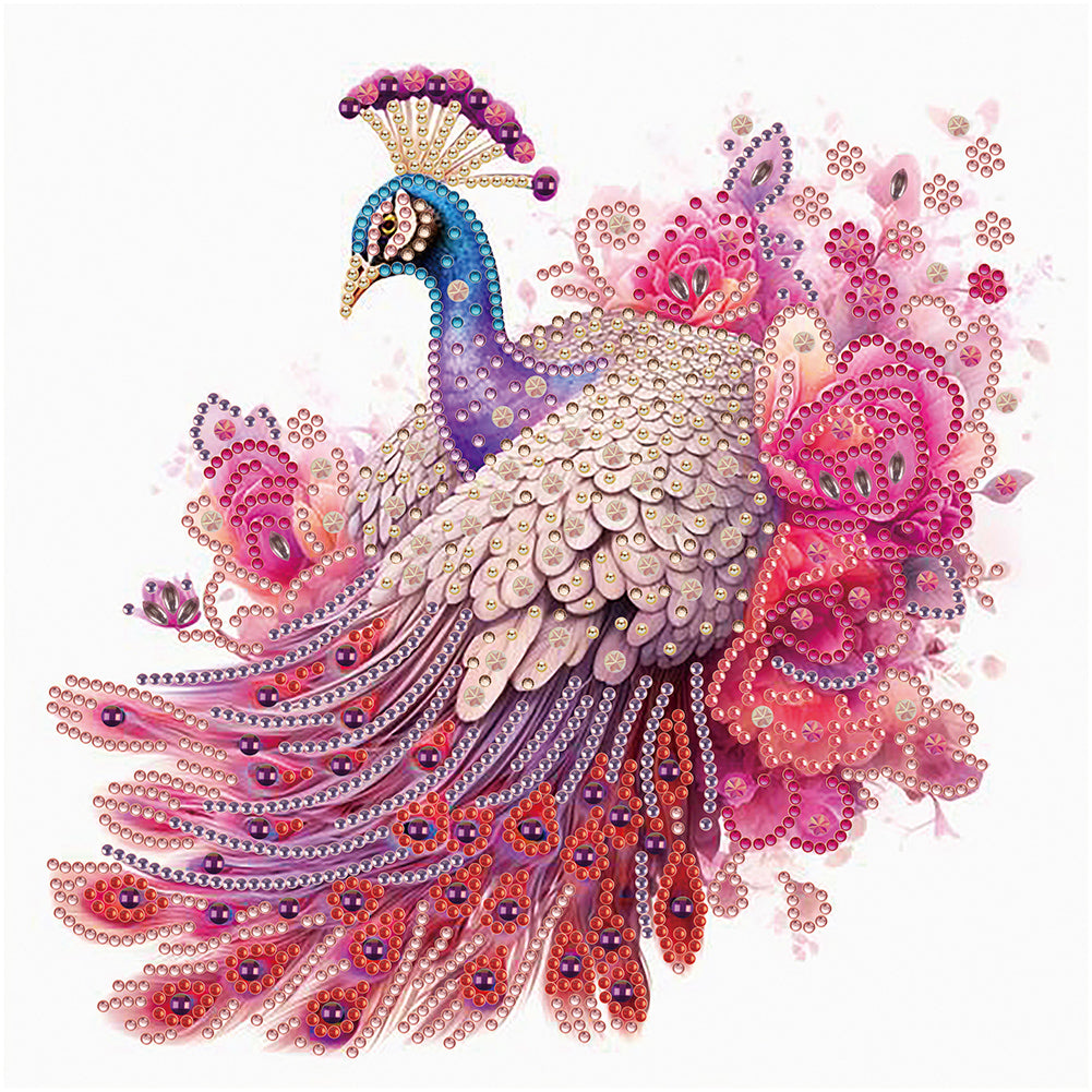 Pink Peacock - Special Shaped Drill Diamond Painting 30*30CM