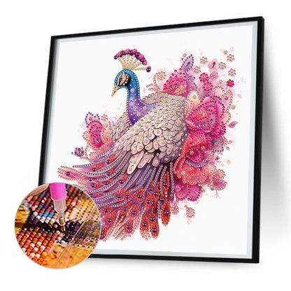 Pink Peacock - Special Shaped Drill Diamond Painting 30*30CM