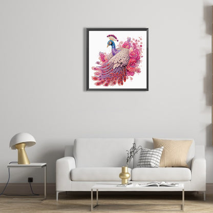 Pink Peacock - Special Shaped Drill Diamond Painting 30*30CM