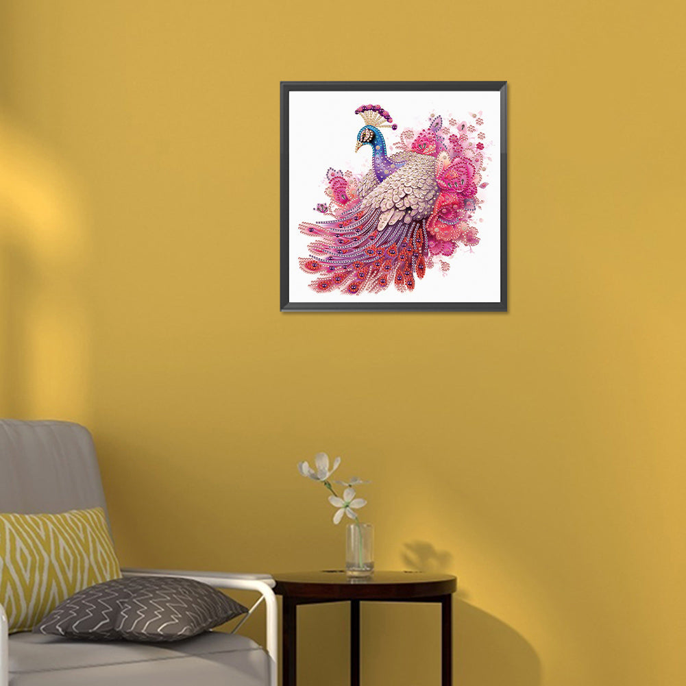 Pink Peacock - Special Shaped Drill Diamond Painting 30*30CM