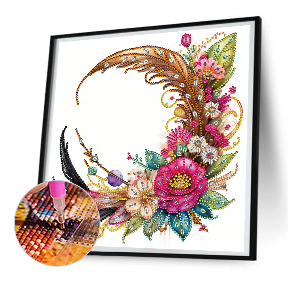 Feather And Crescent Parts - Special Shaped Drill Diamond Painting 30*30CM