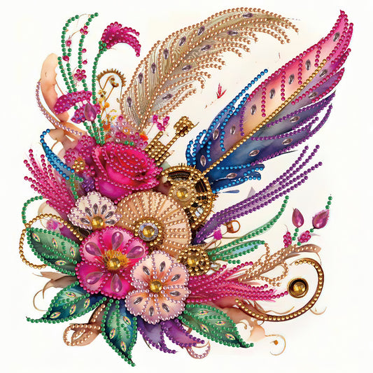 Feathers And Gears - Special Shaped Drill Diamond Painting 30*30CM