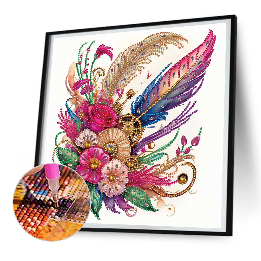 Feathers And Gears - Special Shaped Drill Diamond Painting 30*30CM