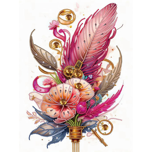 Feathers And Flowers - Special Shaped Drill Diamond Painting 30*40CM