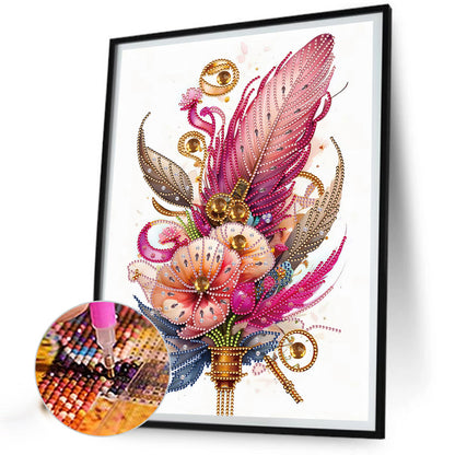 Feathers And Flowers - Special Shaped Drill Diamond Painting 30*40CM