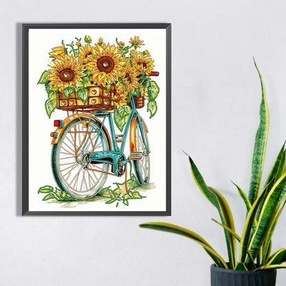 Sunflowers And Bicycles - Special Shaped Drill Diamond Painting 30*40CM