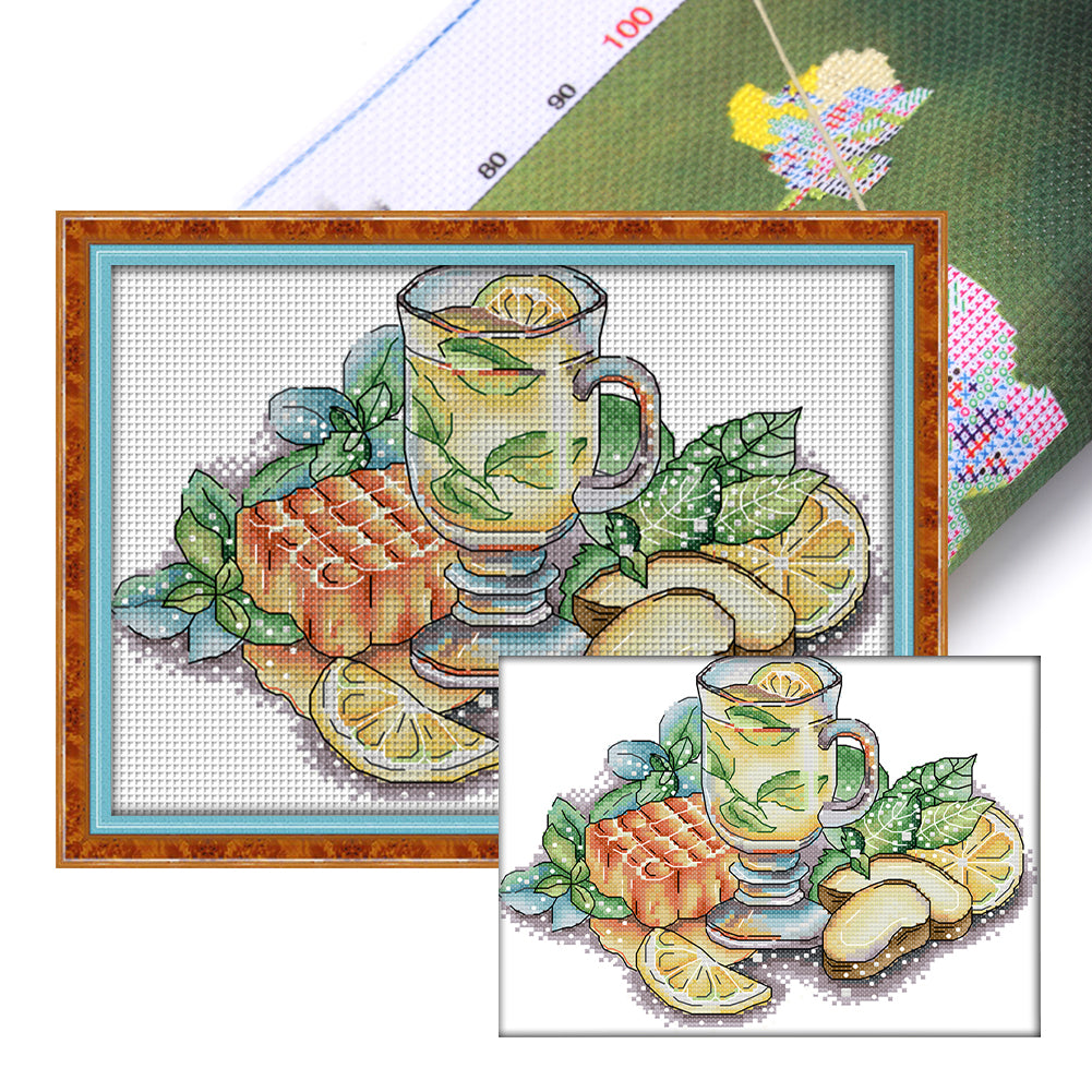 Afternoon Tea Five - 14CT Stamped Cross Stitch 28*21CM(Joy Sunday)