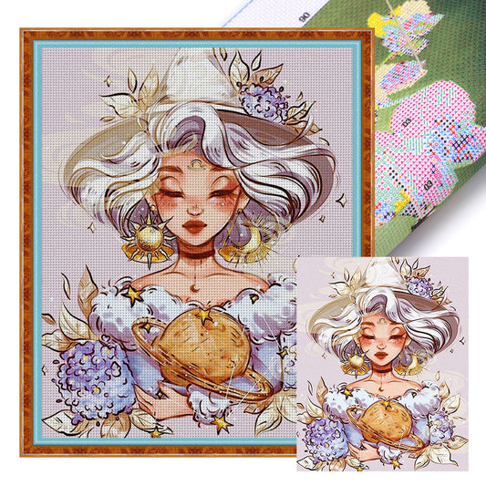 Libra Girl - 11CT Stamped Cross Stitch 40*50CM