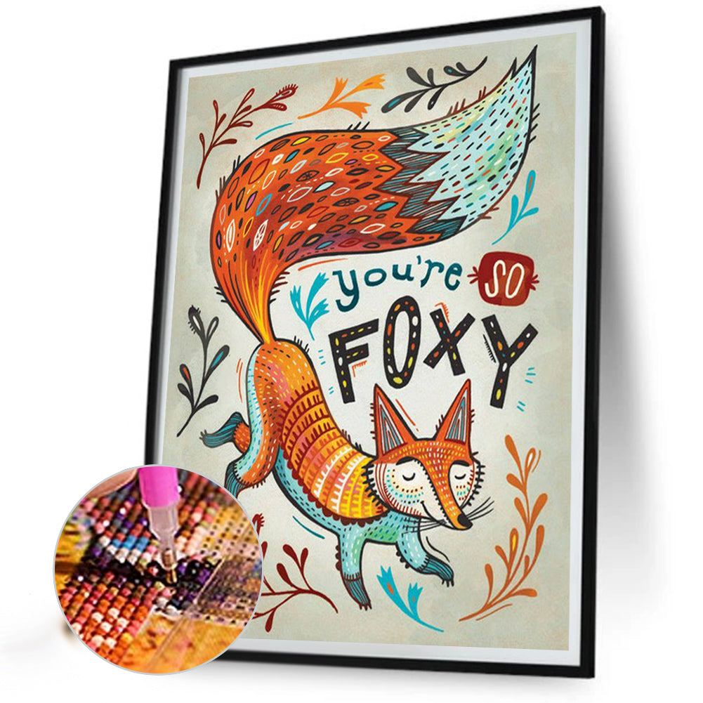 Fox Calligraphy And Painting - Full Round Drill Diamond Painting 40*50CM