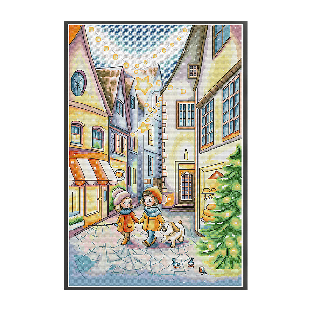 Welcome The New Year - 14CT Stamped Cross Stitch 34*48CM(Joy Sunday)