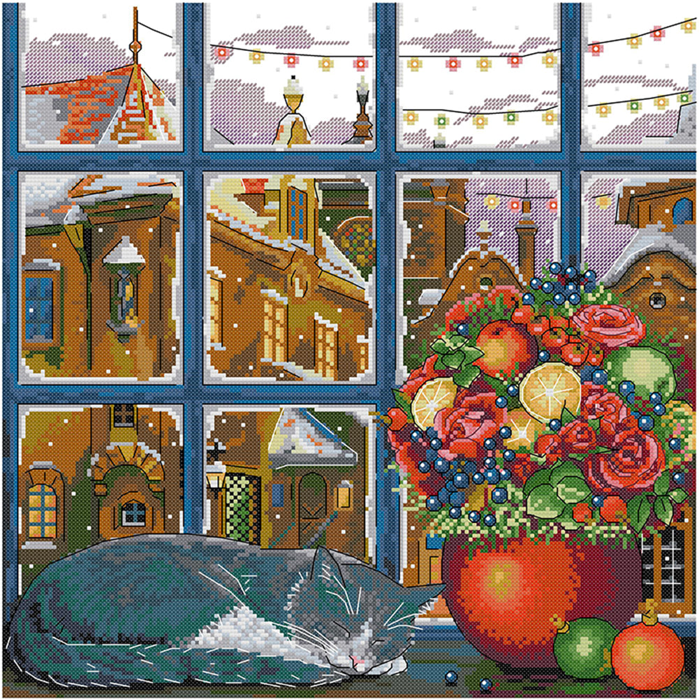 Winter Dreams - 14CT Stamped Cross Stitch 41*41CM(Joy Sunday)